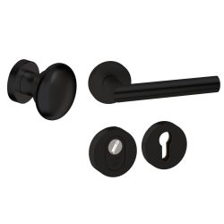 Voordeurset Attival 3-delig rond zwart met anti-kerntrek SKG***