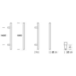 Voordeurset vierkant 3-delig met XL-greep 1900mm zwart anti-kerntrek SKG***