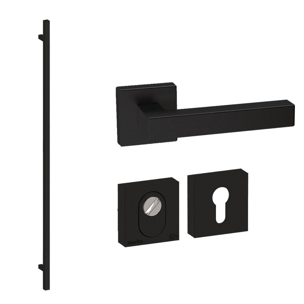 Voordeurset vierkant 3-delig met XL-greep 1900mm zwart anti-kerntrek SKG***