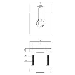 Intersteel rozet vierkant verdekt geveerd met nokken massief RVS/zwart