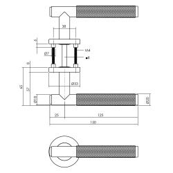 Intersteel Gatdeel Rombo op rozet met nokken ø53x8 antraciet - links