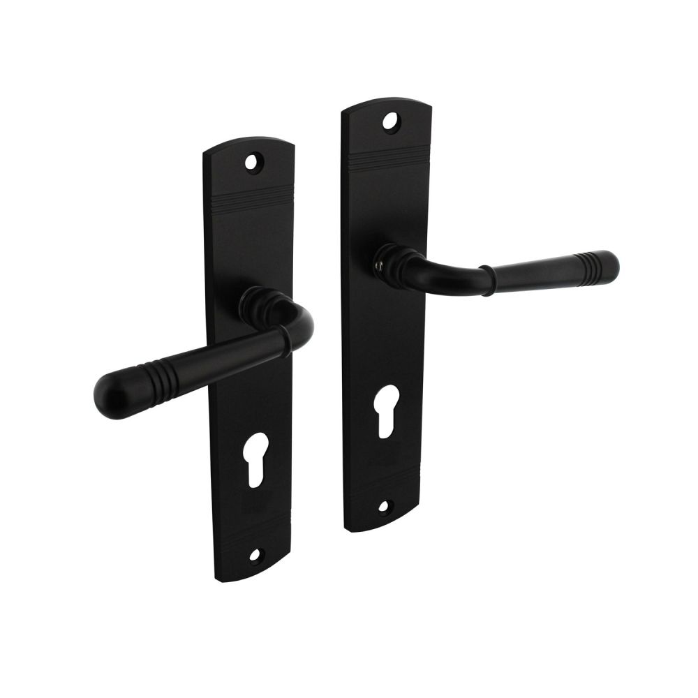 Intersteel Deurkruk Emily op langschild profielcilindergat 72mm mat zwart
