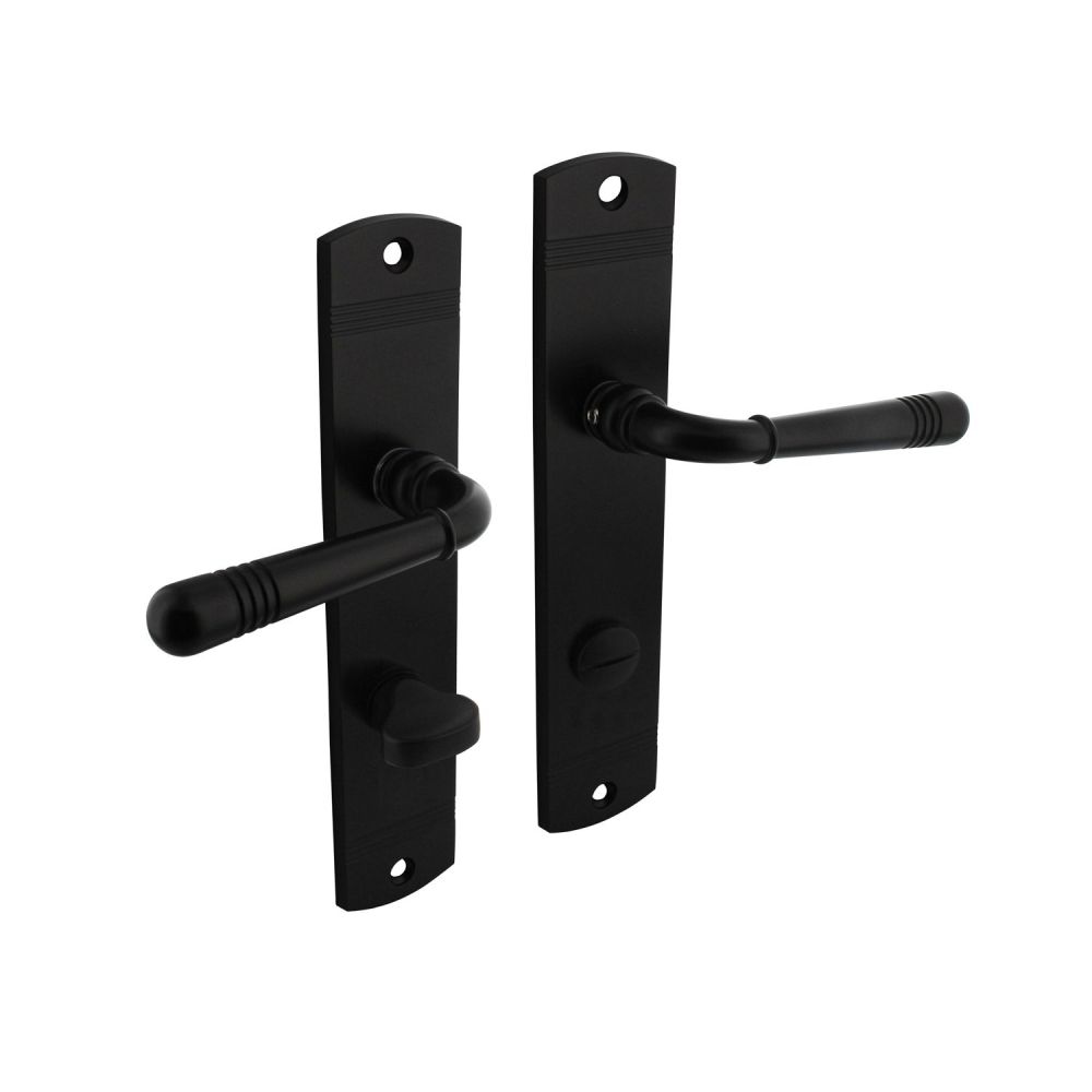 Intersteel Deurkruk Emily op langschild met toilet-/badkamersluiting 78/8 mat zwart