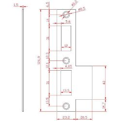 Sluitplaat RVS rechte hoeken tbv veiligheids insteekslot PC55