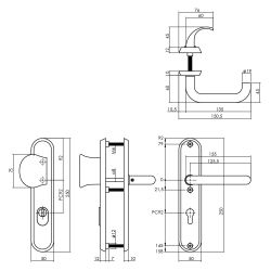 Intersteel Veiligheidsbeslag SKG3 ovaal greep/kruk PC92mm met kerntrekbeveiliging RVS/mat zwart