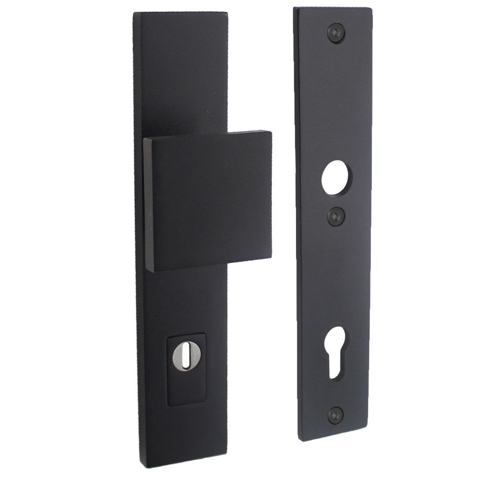 Intersteel Veiligheidsbeslag SKG3 rechthoekig duwer/geen kruk PC92mm kerntrekbeveiliging RVS/mat zwart