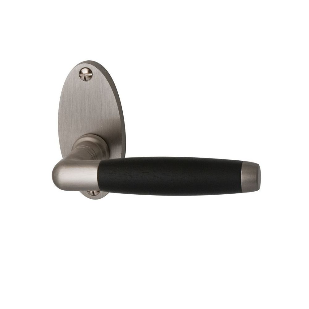 Deurkruk Ton op ovale rozet - mat nikkel/ebbenhout