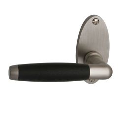 Gatdeel links deurkruk Ton op ovale rozet - mat nikkel/ebbenhout