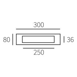 Briefplaat rechthoek geveerd 300x80mm - zwart