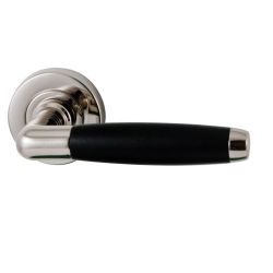 Deurkruk Ton op rozet - nikkel/ebbenhout