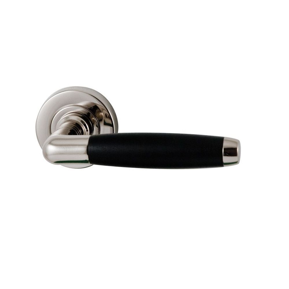 Deurkruk Ton op rozet - nikkel/ebbenhout