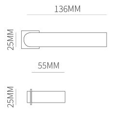 Deurkruk Kyoto zwart op vierkant rozet minimal