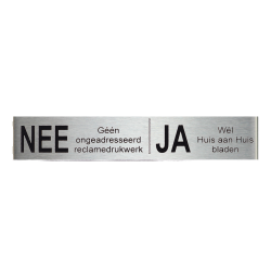 NEE|JA reclamebordje 12,5x2,5 cm. - RVS