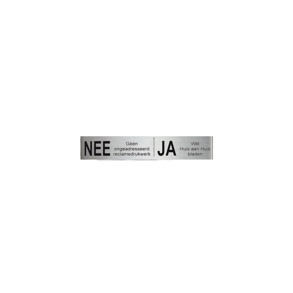 NEE|JA reclamebordje 12,5x2,5 cm. - RVS