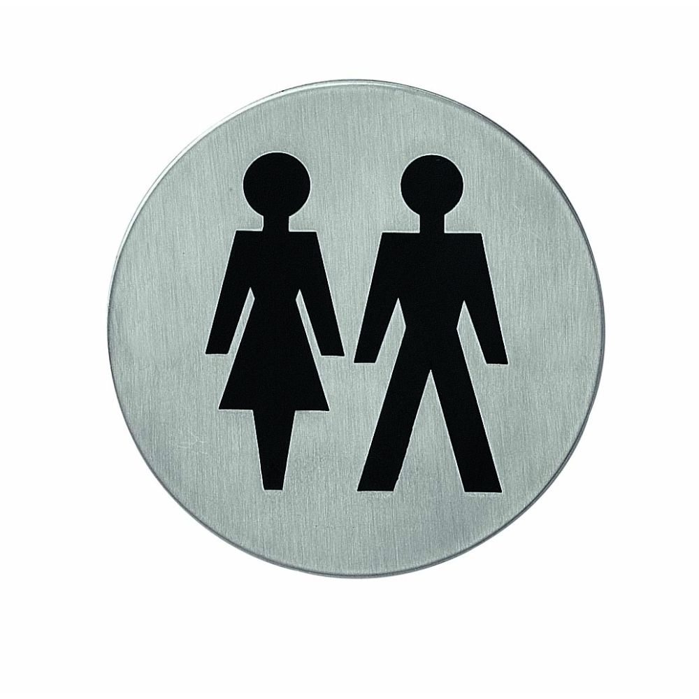 Pictogram zelfklevend rond WC dames en heren RVS