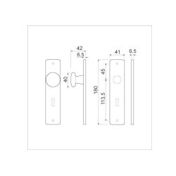 Knopschild 180x41mm sleutelgat 56mm - alu/zwart