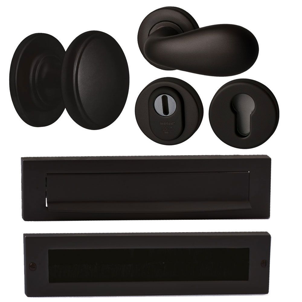 Voordeurset Olympia compleet puurzwart - linkswijzend