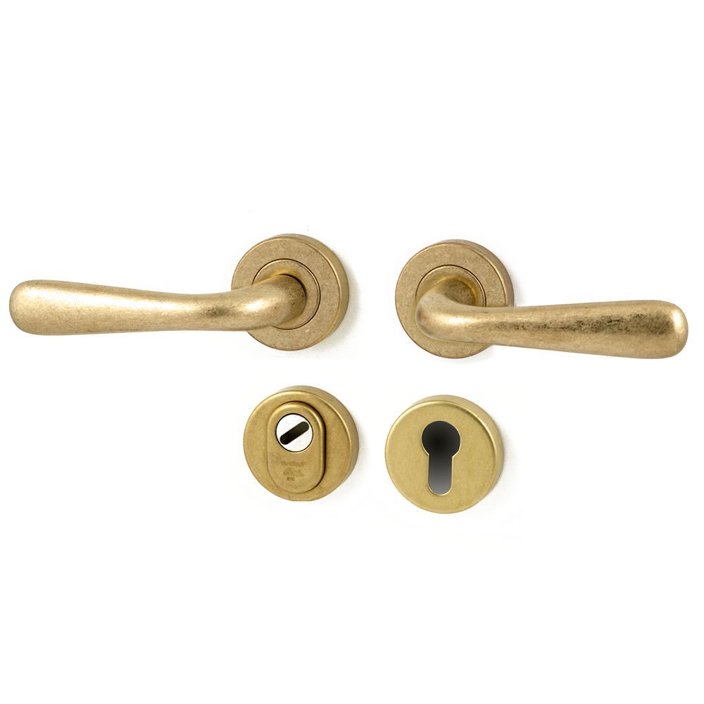 Achterdeurset Silvia compleet - messing getrommeld