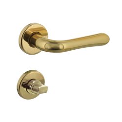 Intersteel Deurkruk Saturnus op rozet met toilet-/badkamersluiting messing gelakt