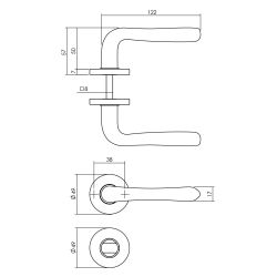 Intersteel Deurkruk Saturnus op rozet met toilet-/badkamersluiting messing gelakt