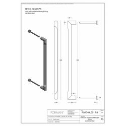 Rivio by Gensler GL501 PS greep inclusief doorgaande bevestiging - PVD mat zwart