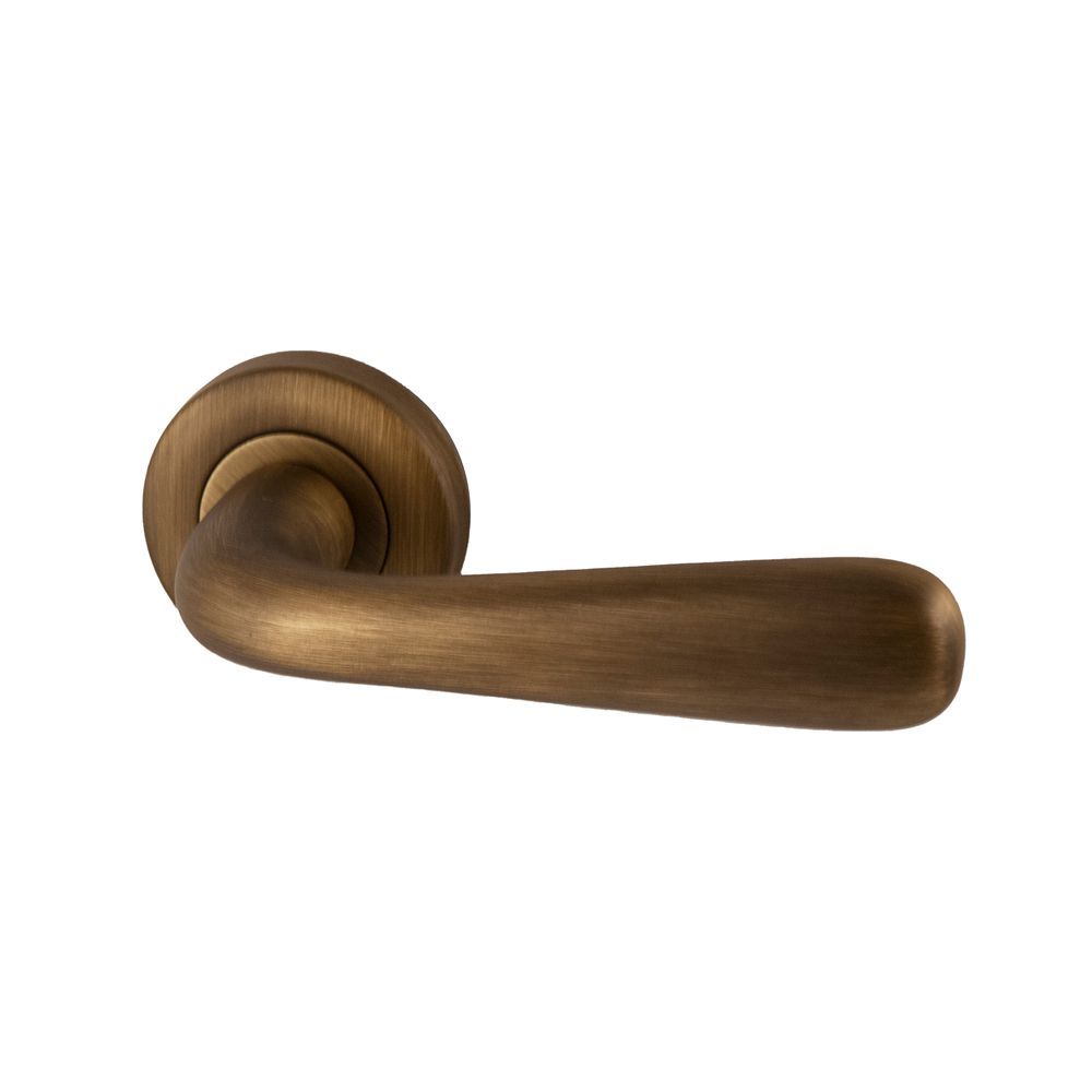 Deurkruk Silvia op rond rozet - mat brons