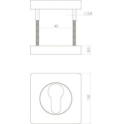 Intersteel cilinderrozetten vierkant 55x55x10mm met nokken - wit