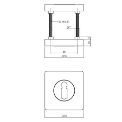 Intersteel sleutelrozetten vierkant 55x55x10mm met nokken - antraciet
