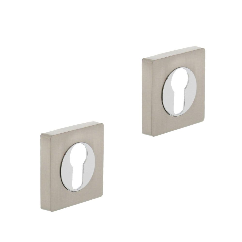 Intersteel cilinderrozetten vierkant verdekt 53x10mm met nokken chroom/nikkel mat