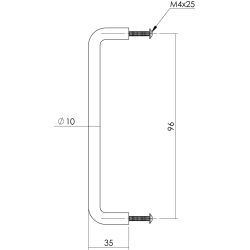 Draadgreep ø10mm/96mm RVS