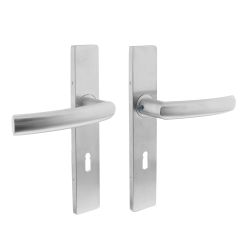 Intersteel Deurkruk Blok op rechthoekig schild sleutelgat 72mm RVS