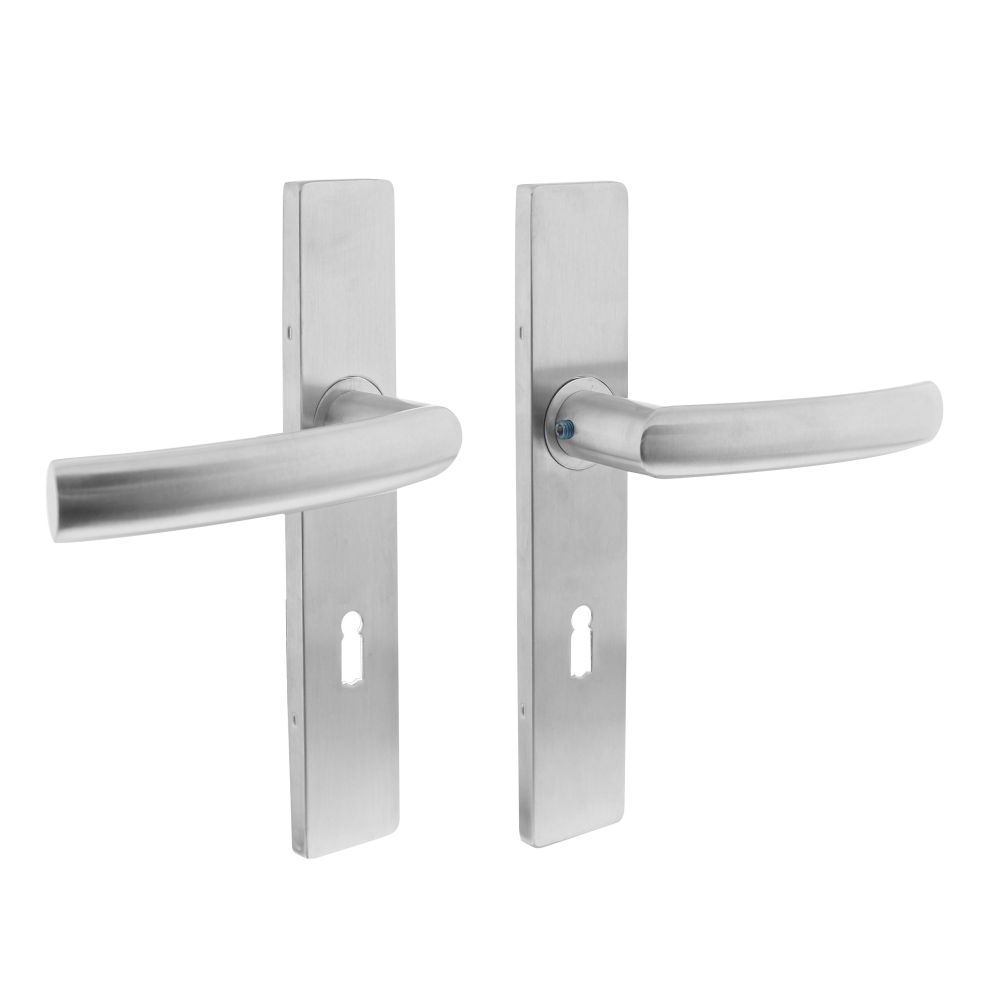 Intersteel Deurkruk Blok op rechthoekig schild sleutelgat 72mm RVS