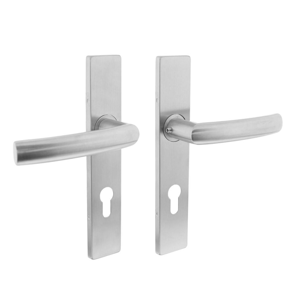 Intersteel Deurkruk Blok op rechthoekig schild profielcilindergat 72mm RVS