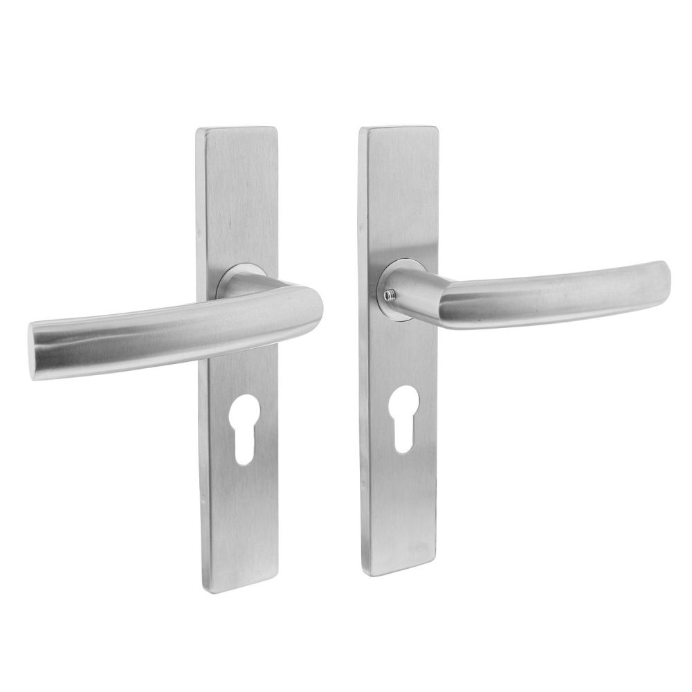 Intersteel Deurkruk Blok op rechthoekig schild profielcilindergat 55mm RVS