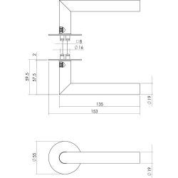 Intersteel Deurkruk Jura Hoek 90° op zelfklevend rozet - RVS