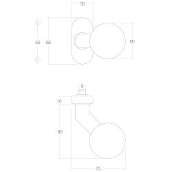 Intersteel knopkruk bol brandvertragend RVS