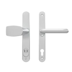AXA veiligheidsbeslag voordeur Oval Plus smalschild Wing knop/U-kruk PC92 met kerntrekbeveiliging SKG3 - aluminium