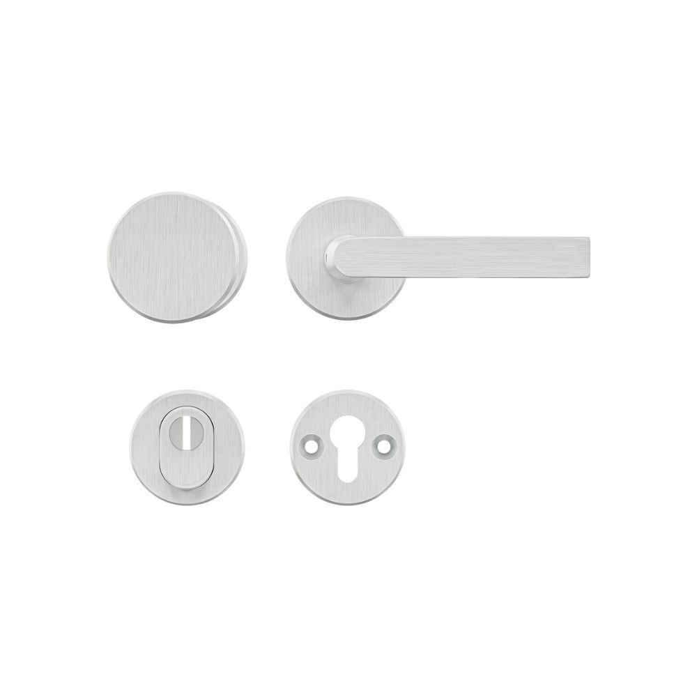 AXA set veiligheidsbeslag voordeur ronde knop/kruk met kerntrekbeveiliging SKG3 - aluminium