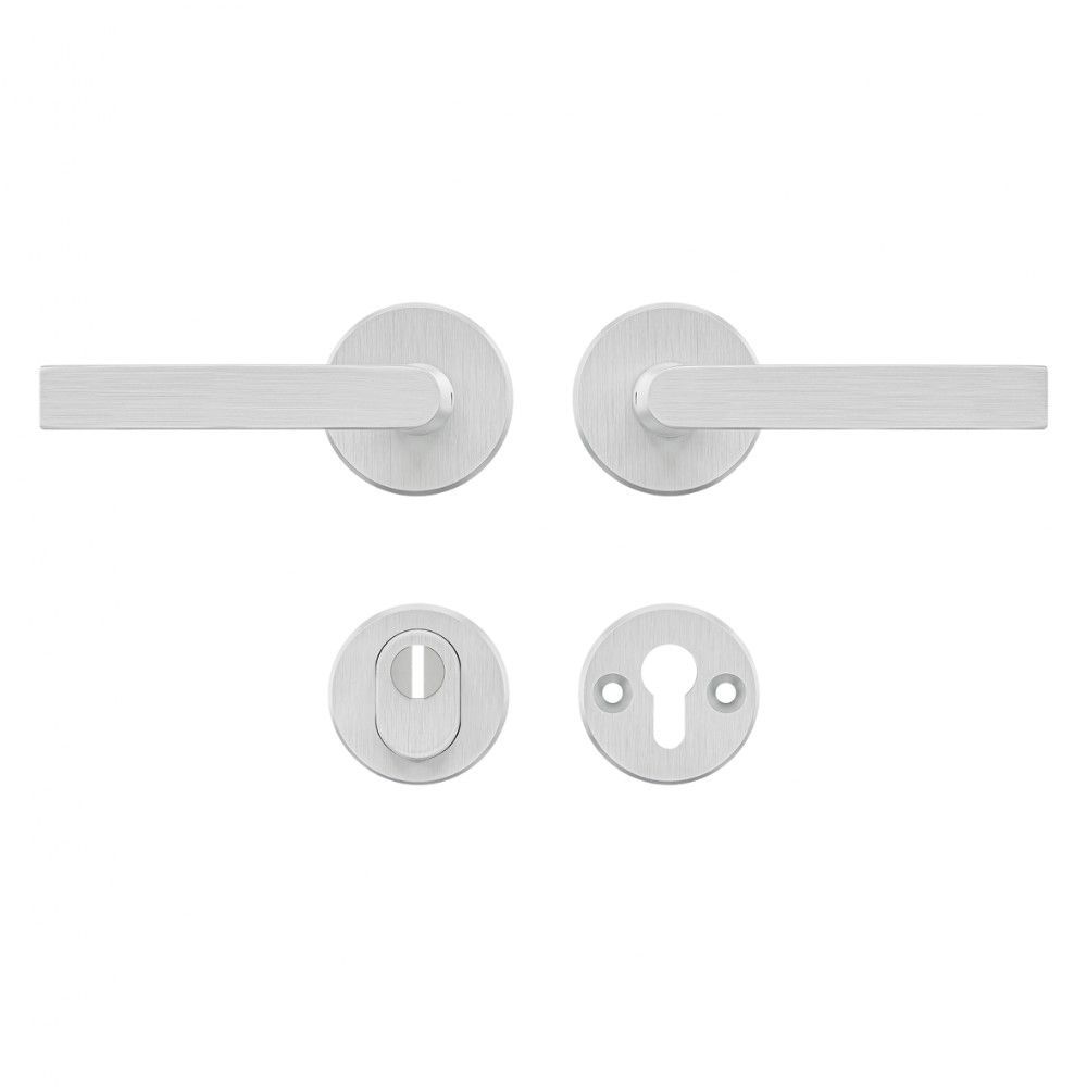 AXA set veiligheidsbeslag achterdeur kruk/kruk met kerntrekbeveiliging SKG3 - aluminium