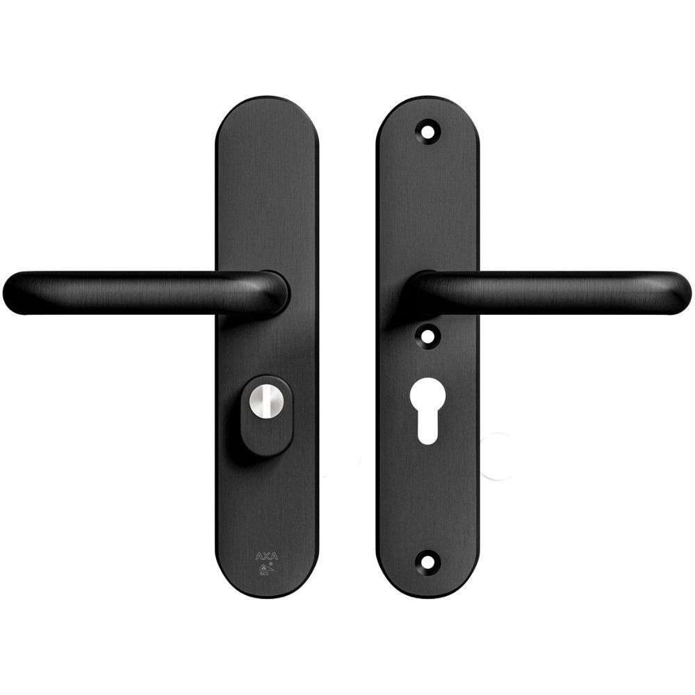 AXA veiligheidsbeslag achterdeur Oval Plus U kruk/kruk PC55 met kerntrekbeveiliging SKG3 - aluminium/zwart
