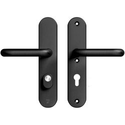 AXA veiligheidsbeslag achterdeur Oval Plus U kruk/kruk PC72 met kerntrekbeveiliging SKG3 - aluminium/zwart