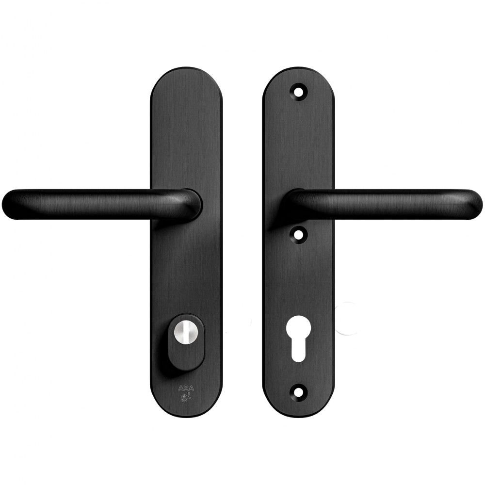 AXA veiligheidsbeslag achterdeur Oval Plus U kruk/kruk PC92 met kerntrekbeveiliging SKG3 - aluminium/zwart