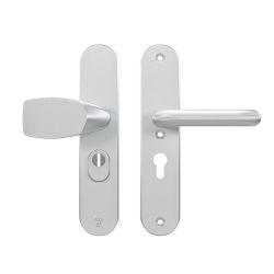 AXA veiligheidsbeslag voordeur Oval Plus Wing knop/U-kruk PC55 met kerntrekbeveiliging SKG3 - aluminium