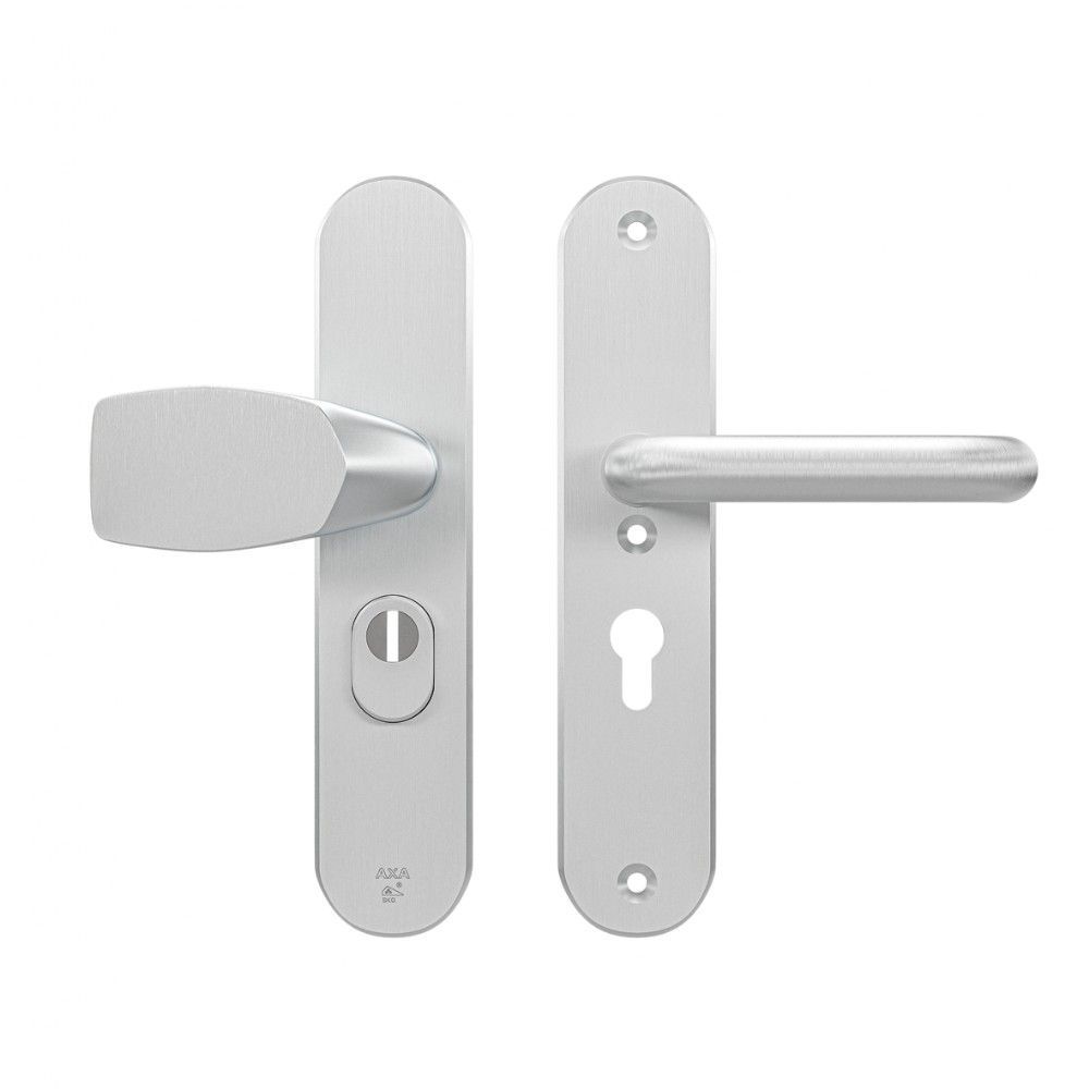 AXA veiligheidsbeslag voordeur Oval Plus Wing knop/U-kruk PC55 met kerntrekbeveiliging SKG3 - aluminium