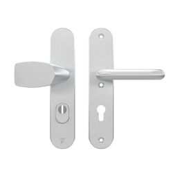 AXA veiligheidsbeslag voordeur Oval Plus Wing knop/U-kruk PC72 met kerntrekbeveiliging SKG3 - aluminium
