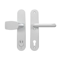 AXA veiligheidsbeslag voordeur Oval Plus Wing knop/U-kruk PC92 met kerntrekbeveiliging SKG3 - aluminium