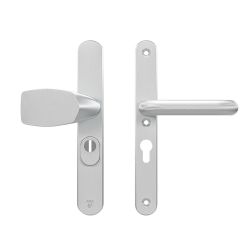 AXA veiligheidsbeslag voordeur Oval Plus smalschild Wing knop/U-kruk PC55 met kerntrekbeveiliging SKG3 - aluminium