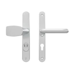 AXA veiligheidsbeslag voordeur Oval Plus smalschild Wing knop/U-kruk PC72 met kerntrekbeveiliging SKG3 - aluminium