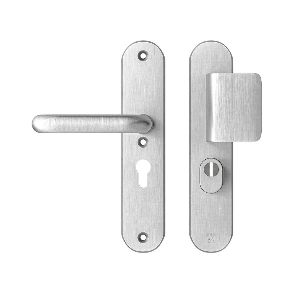 AXA veiligheidsbeslag voordeur Oval Plus D-knop/U-kruk PC55 met kerntrekbeveiliging SKG3 - aluminium