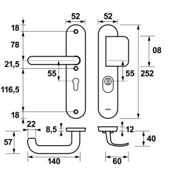 AXA veiligheidsbeslag voordeur Oval Plus D-knop/U-kruk PC55 met kerntrekbeveiliging SKG3 - aluminium